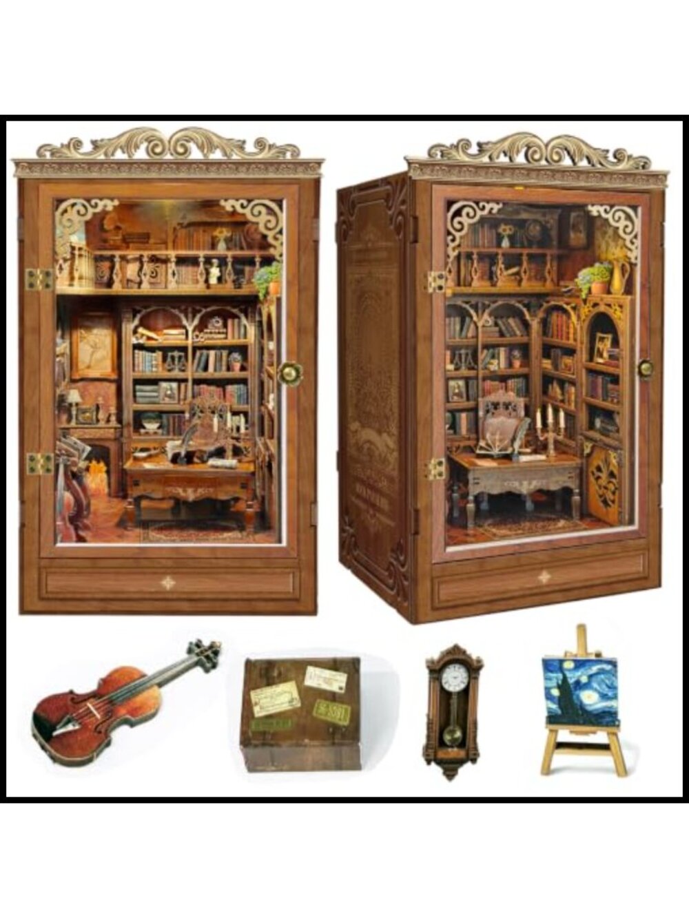 DIY Miniature Book Nook Kit Wooden 3D Puzzle Bookshelf Decor 14+